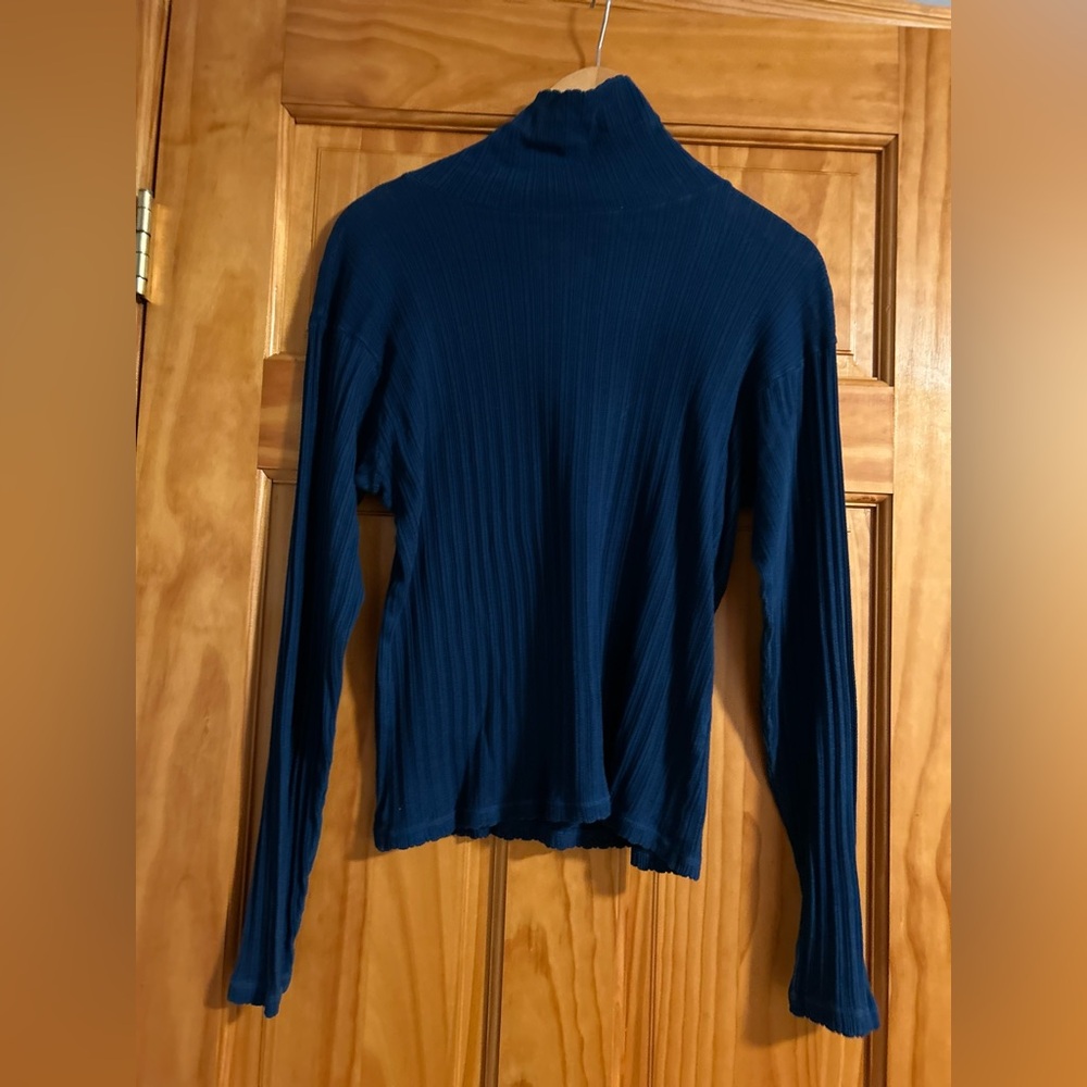 Rudy Jude  Indigo pointelle turtleneck